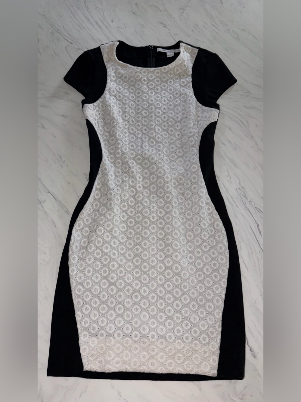 DVf floral dress Diane von Furstenberg Pele Colorblock Eyelet Sheath dress 0